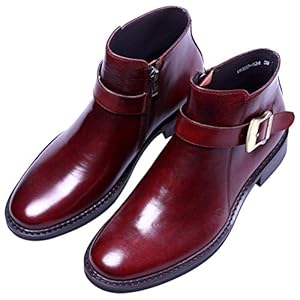 Santimon Mens Buckle Monk Strap Leather Dress Ankle Boots