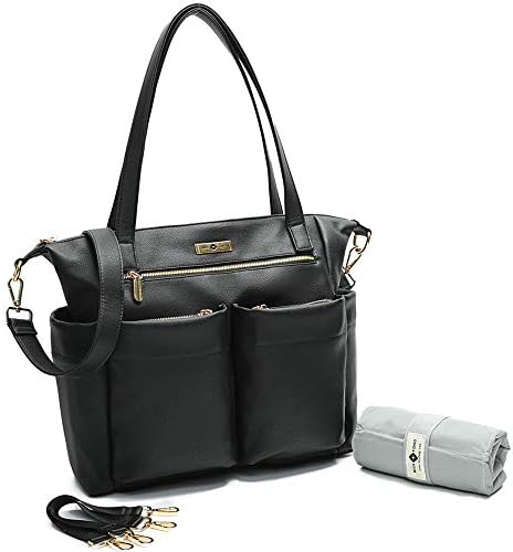 black leather diaper bag backpack