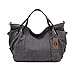 KISS GOLD(TM) Women's Canvas Hobo Top-handle Bag Crossbody Shoulder Bag, European Style, Large Size 16X6.8X12, Grey