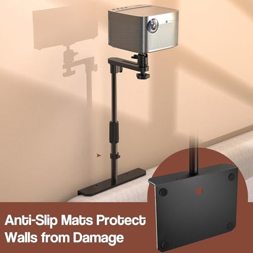 CENXI Bed Sofa Projector Stand, Height Adjustable Mount Base, 360° Rotation, Universal Bedside Projector Bracket Holder Compatible with Most Projectors with Cable Ties