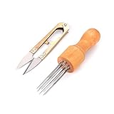 Kecuco Needle Felting Kits Needle Felting Supplies, Wool Felting Needles Tool Including 8 Needles with Solid Wooden Handle and Scissors (Tool and Scissors)