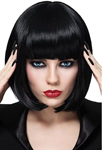 Bopocoko Black Bob Wigs for Women, 12'' Short Black Hair Wig with