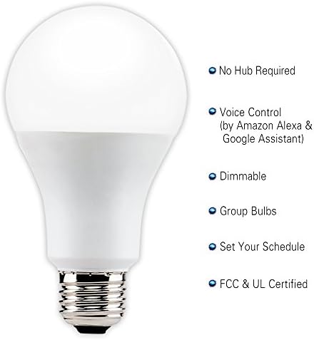 Lux 1050 A21 Smart Wi-Fi LED Dimmable Light Bulb, White, No Hub Needed,Compatible with Alexa and Google Assistant