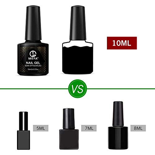MEFA 18 Pcs Soak Off Gel Nail Polish, 16 Colors Gel + 1 Base Coat + 1 Top Coat(10ml/Bottle), UV Led Gel Polish Manicure Kit For Beginners Nail Art Salon Nail Design Set1 - Thumbnail 7