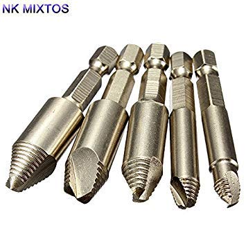 Generic na : 5PC/set Screw Extractor Stud Bolt Clamp Woodworker Tools Easy Remover Drill Bit Set with Case 1/4 Hex Shank Drill Bit Extractor
