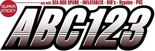 Techtron White/Black SUPER STICKY 3" Alpha Numeric Registration Identification Numbers Stickers Decals for Sea-Doo SPARK, Inflatable Boats, RIBs, Hypalon/PVC, PWC and Boats. by Stiffie