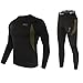 UNIQUEBELLA Men's Thermal Underwear Sets Top & Long Johns Fleece Sweat Quick Drying Thermo Base Layer Black