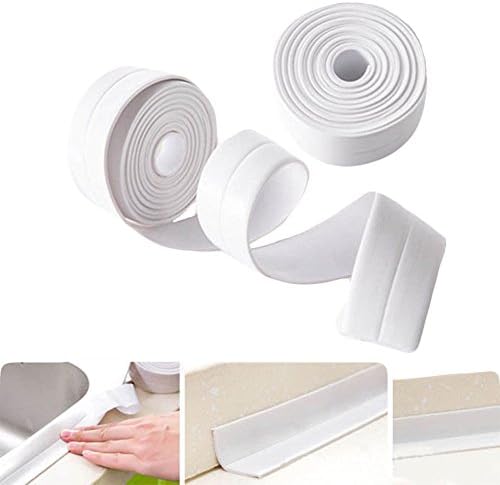 PE Bathtub Caulk Strip Self Adhesive Tub Wall Sealing Tape Caulk Bath and Shower Sealer Kitchen and Bathroom (60mm x 3.35m)