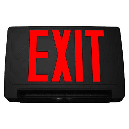 LED Combination Exit Sign - Black Thermoplastic - Red Letters - Includes Backup LED Light Bar - 120/277V & Battery Backup- Exitronix CLED-U-BL