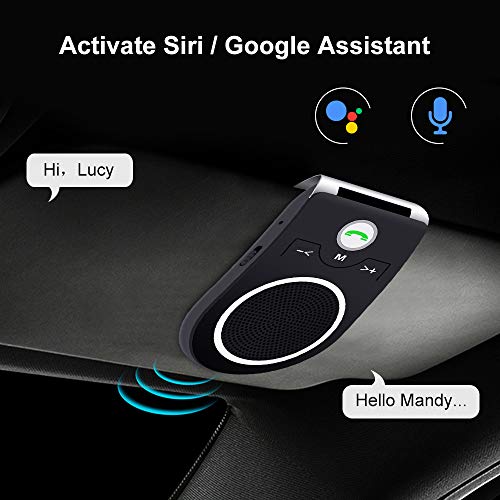 Aigoss Wireless Car Speakerphone Handsfree Bluetooth AUTO Power Off Visor Wirefree Hands Free in Car Speakerphone Kits for Smartphone Devices - Black