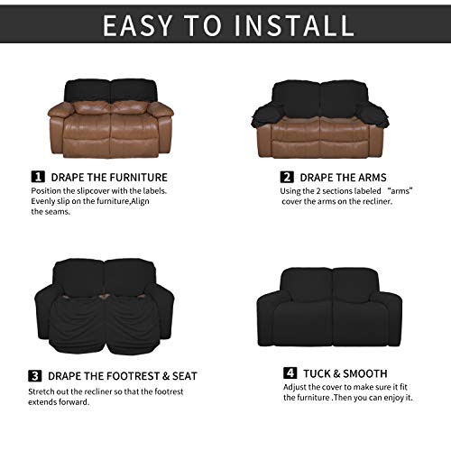 EasyGoing 6 Pieces Microfiber Stretch Sectional Recliner Sofa