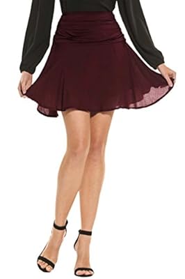 Zeagoo Women’s Casual Ruched High Waist Flared Pleated Mini Skater Skirt