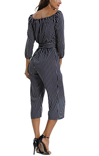 [- MISS MOLY Women's Sexy Off The Shoulder 3/4 Sleeve Playsuit Romper Jumpsuit with Belt  -]