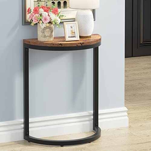 Tribesigns End Table Half Round, Narrow Side Table with Metal Frame