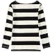 Camii Mia-Long-Sleeve-Shirts-for-Big-Girls-Striped T Shirt Crew Neck Cotton Lightweight Causal (Medium, Black White)