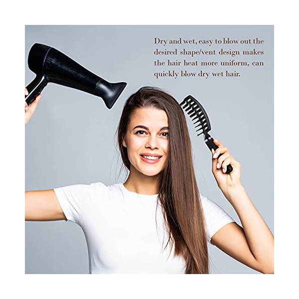 Curved-Vent-Brush-and-Professional-Styling-Brushes-Hair-Detangler-Faster-Blow-Dry-with-Black-Carbon-Anti-static-Barber-Comb-for-Men-Women-Kids-Suitable-for-All-Hair-Types-Giftbox-and-Comb-Included Hair Brush, Curved Vented Brush Faster Blow Drying, Paddle Detangling Hair Brushes for Women Men, Professional Curved…
