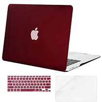 Mosiso Plastic Hard Case with Keyboard Cover with Screen Protector for MacBook Air 13 inch (Model: A1369 and A1466), Marsala Red