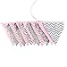 ALLHEARTDESIRES Pink & Gray Vintage Floral Hanging Pennant Bunting Wedding Banner Garland for Kids Teepee Tent Girl Baby Shower Birthday Nursery Decoration