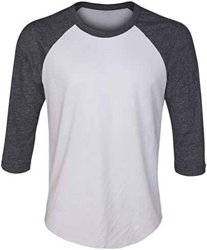 Inclusion Apparel Unisex Raglan Shirt Baseball Tee 3/4 Sleeves Athetic Fit Top, White Navy, Medium