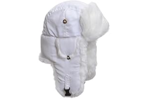 Mad Bomber Black Aviator Pilot Bomber Hat with Faux Fur Trapper Hunting Cap