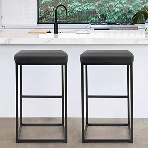 PHI VILLA Bar Stools Set of 2 Counter Height,30 Inches Leather Counter