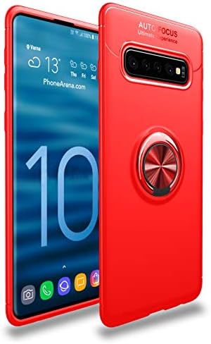 Case for Samsung Galaxy S10 HXC Soft TPU Material Suitable for Automotive Magnet Brackets Invisible Ring Bracket Multi-Function Protective Shell (Red)