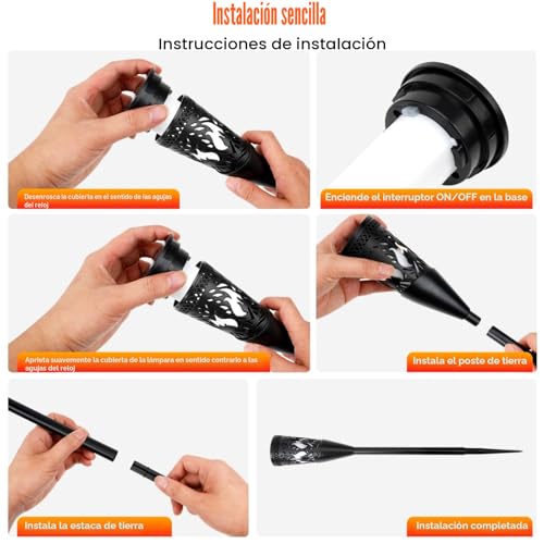 FIFlying Solar Torches Outdoor Garden, 10 Pieces, Solar Light Outdoor Garden with Realistic Flame Effect, Waterproof IP65, for Garden, Terrace, Lawn, Balcony, Path, Flowerbed