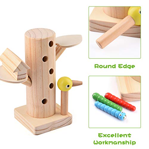 FORMIZON Montessori Spielzeug, Magnetischer Specht Raupen Fangen Spiel Magnetisches Kinderspiel, Lernspielzeug für… – Bild 5