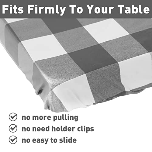 Picnic Table Cover with Bench Covers Vinyl Tablecloth with Elastic Band and Flannel Backing