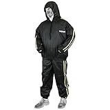 MRX Heavy Duty Sweat Sauna Suit with Hoodie Exercise Gym Suit Fitness Weight Loss Slimming MMA Training Black/Green
