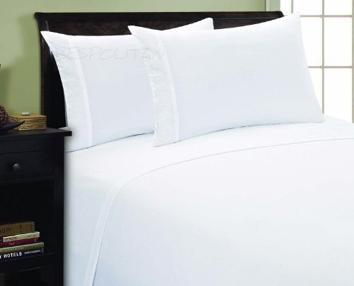 Elegance Linen1800 Thread Count SCROLL DESIGN Egyptian Quality Luxurious Silky Soft WRINKLE & FADE RESISTANT 4 pc Sheet set, Deep Pocket Up to 16" - All Size and Colors , Queen White (104RW-1800-Scroll-Queen-White)