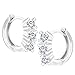 MIA SARINE 12mm 1-1/2 Cttw Cubic Zirconia Small Hoop Huggie Earrings for Women in Rhodium Plated 925 Sterling Silver