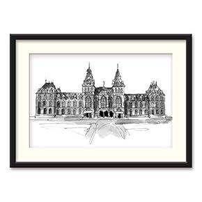 Black Framed Architectural Drawing Home Artwork for Living Room Bedroom