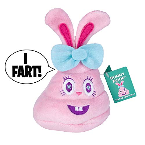 Farting Bunny Poop Emoji - Easter Plush Toy - Squeeze to Activate & Hear Her Fart