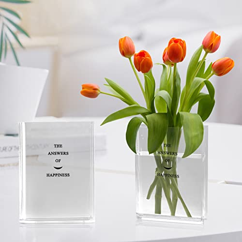 osseph Book Vase, Decorative Acrylic Book Vase for Flower, Cute Bookshelf Vase Decor for Floral Arrangement Centerpiece Decor, Perfect for Weddings, Parties, Hotels, Cafes and Table Decorations(white)