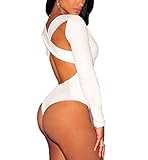 Zeagoo Women V-neck Stretch Bodysuit Bodycon Playsuit Sexy Jumpsuit Tops