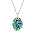 Rainbow Abalone Shell Large Oval Wishing Tree Family Tree Of Life Pendant Necklace Western Jewelry For Women .925 Sterling Silver