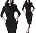 Women's 1950s Retro 3/4 Sleeve Bow Cocktail Party Evening Dress Work Pencil Dress Black X-Large