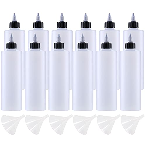 12個セット120ml プラスチックボトルドロッパーボトル プラモデル 塗料 小分けボトル スポイトボトル 塗料液体容器 希釈/実験/手芸/アート 多用途 6個漏斗付き