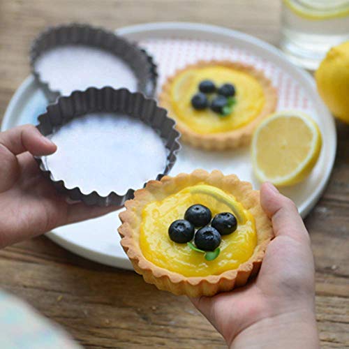image for TANG SONG 12PCS Quiche Tart Pans Round and Heart Shaped Mini Non-Stick