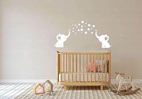 LHKSER Cute Elephant Blowing Bubbles Wall Decal Vinyl Wall Sticker Baby Nursery Decor Kids Room Wall Stickers, Grey (White)