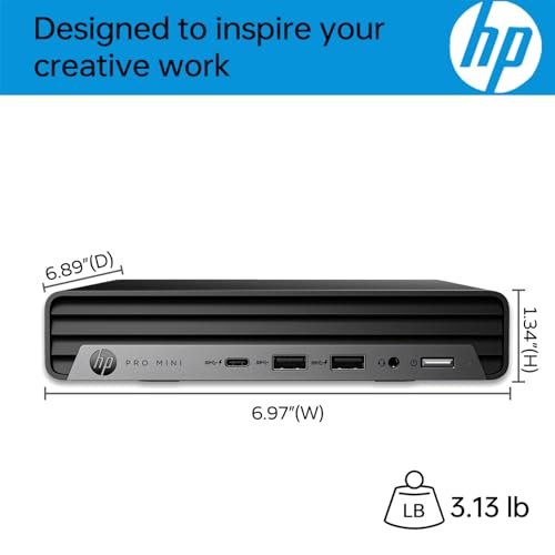 HP 2025 Pro G9 Mini Desktop Computer, Intel i3-13100T, 16GB DDR5 RAM, 512GB PCIe SSD, Triple 4K Display Support, USB-C, Ultra-Quiet Design, WiFi-6, Bluetooth 5.2, Keyboard & Mouse, Windows 11 Pro