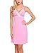 HOTOUCH Women's Sexy Chsmise Nightdress Full Slip V neck Lace Lingerie Nightwear Pink L
