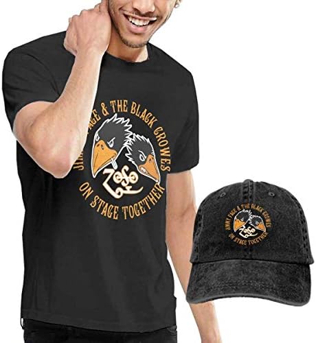 Heygg The Black Crowes T Shirts Men's Cotton Short Sleeve T-Shirt with Baseball Cap