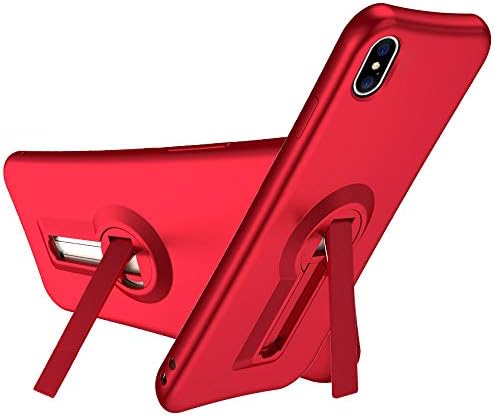 iPhone Xs Case, iPhone X Case, NOHON Kickstand Case [Vertical and Horizontal Stand] [Reinforced Drop Protection] with Flexible TPU Bumper for iPhone X XS - Red