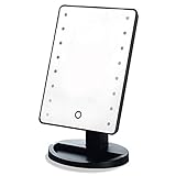 BERON Lighted Makeup Mirror with LED Lights Touchscreen Sensor With DIMMABLE Lights Table Top Cosmetic Mirror For Bathroom Vanity USB Cable and Battery Dual Power Source (Black)