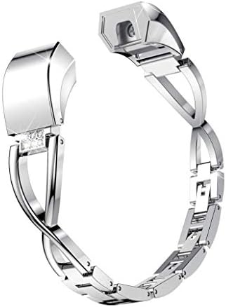Urberry Stainless Steel Watch Band Replacement Rhinestones Bracelet Strap for Fitbit Alta HR/Fitbit Alta Watch (Silver)