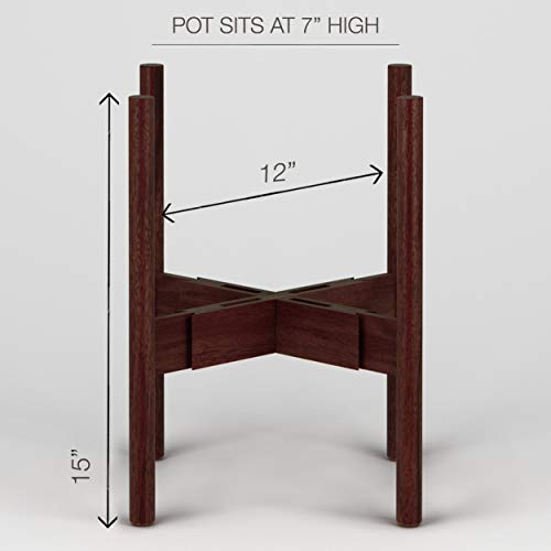 Fox & Fern Indoor Plant Stand - Adjustable Width 8" up to 12" - Dark Walnut - EXCLUDING Plant Pot - Thumbnail 3