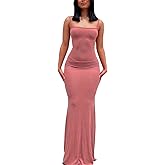 KLLPNW Womens Spaghetti Strap Bodycon Backless Maxi Dress