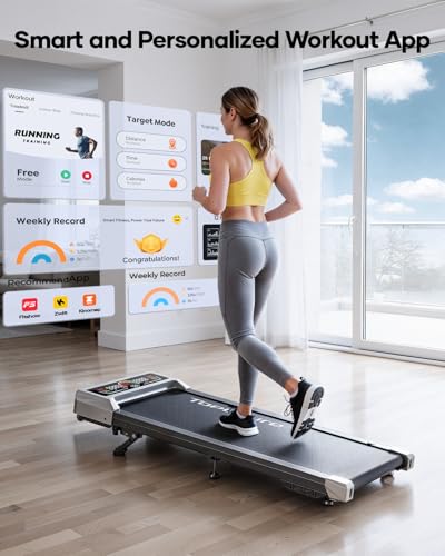TOPUTURE Walking Pad with Incline, 2 in 1 Treadmills for Home & Office, Under Desk Treadmill, 2.5HP Portable Compact Treadmill with Remote Control, APP & LED Display, Installation-Free